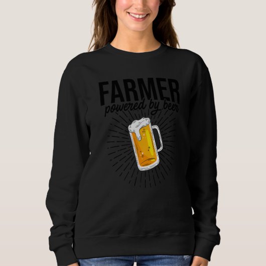 Farmer Powered By Beer Farming Agriculture Tractor スウェットシャツ (正面)