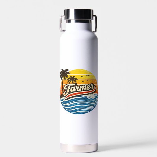 Farmer Retro Sunset Design ウォーターボトル (正面)
