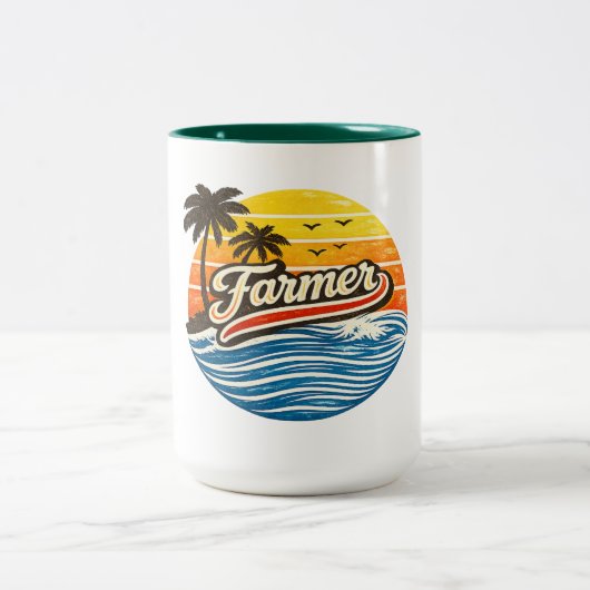 Farmer Retro Sunset Design ツートーンマグカップ (中央)