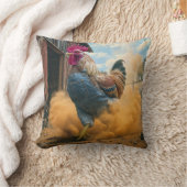 Farmer Rooster Kicking Up Dust クッション (ブランケット)
