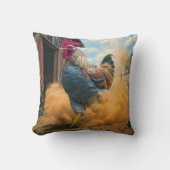Farmer Rooster Kicking Up Dust クッション (正面)