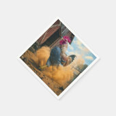 Farmer Rooster Kicking Up Dust スタンダードカクテルナプキン (角)