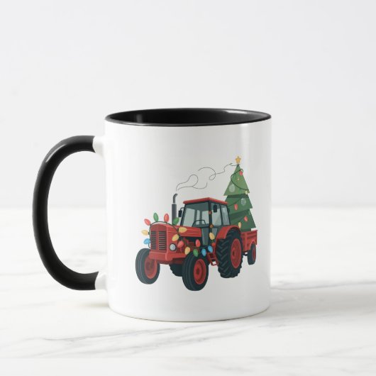 Farmer Tractor Xmas Lighting Tractor Christmas   マグカップ (左)
