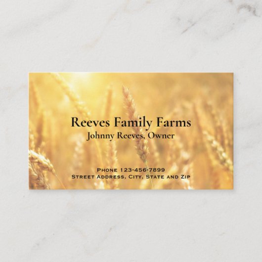 Farmer Wheat Farm Agricultural Business Cards 名刺 (正面)