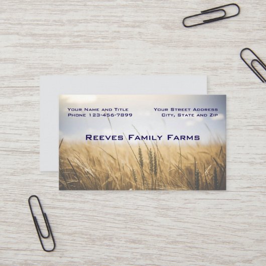Farmer Wheat Farm Agricultural Business Cards 名刺 (正面/裏面インサイチュ)