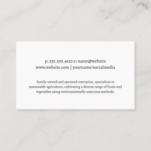 Farmer Working the Field | Agriculture 名刺 (裏面)