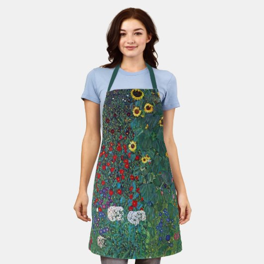 Farmergarden wひまわりクリムト別ヴィンテージ花 エプロン (着用した状態)