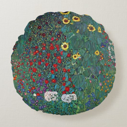 Farmergarden wひまわりクリムト別ヴィンテージ花 ラウンドクッション (正面)