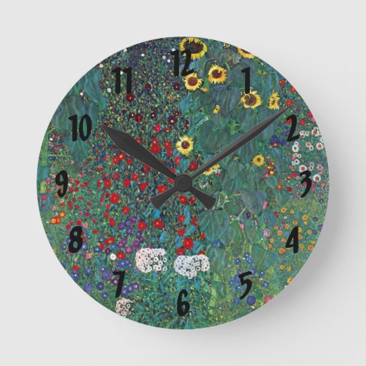 Farmergarden wひまわりクリムト別ヴィンテージ花 ラウンド壁時計 (正面)
