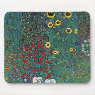 Farmergarden w Sunflower by Klimt, Vintage Flowers マウスパッド