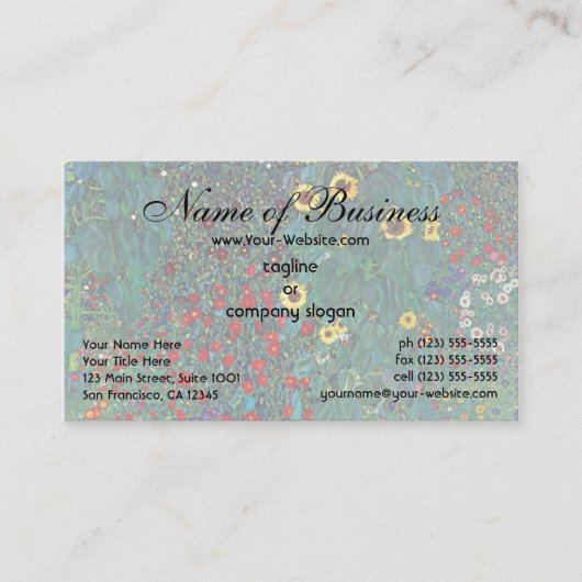 Farmergarden with Sunflower by Gustavクリムト 名刺 (正面)