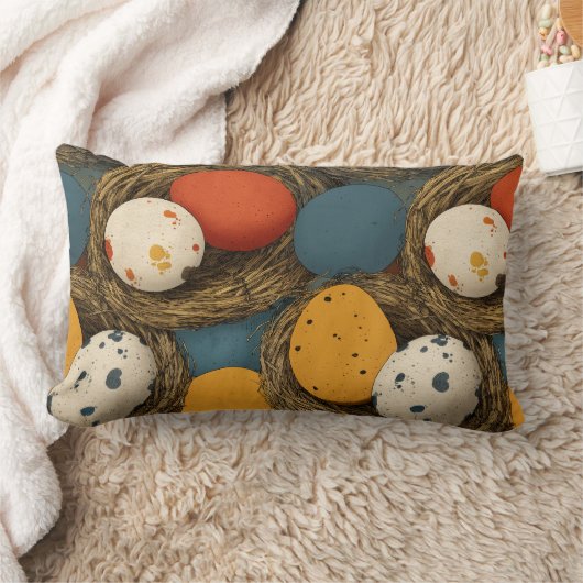 Farmer's Colorful Spotted Hen Eggs ランバークッション (ブランケット)
