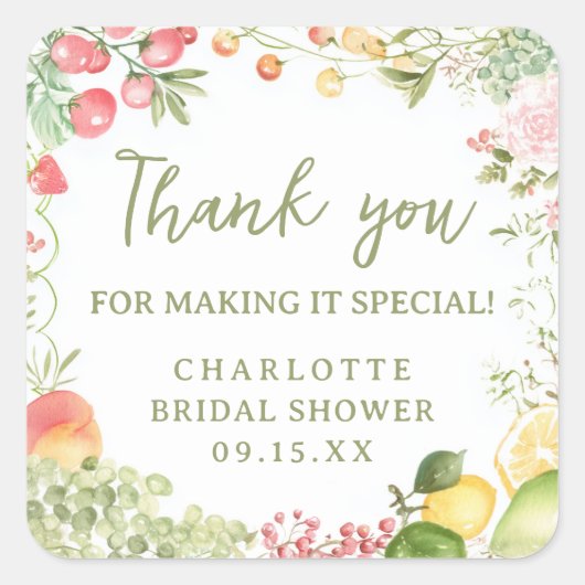 Farmers Fresh off the Market Bridal Shower  スクエアシール (正面)