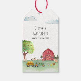 Farmers Market 赤い納屋のトラクター ベビーシャワー ギフトタグ