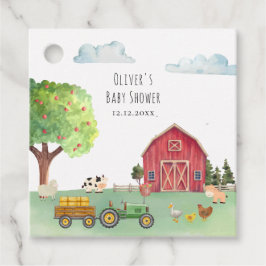 Farmers Market 赤い納屋のトラクター ベビーシャワー フェイバータグ