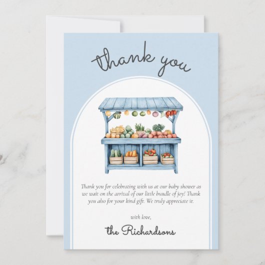 Farmers Market Boy Baby Shower Thank You Card サンキューカード (正面)