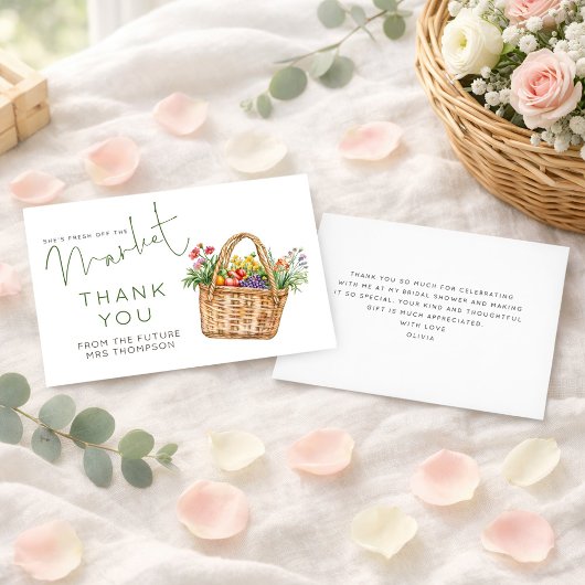 Farmers Market Bridal Shower Green Thank You Card 招待状