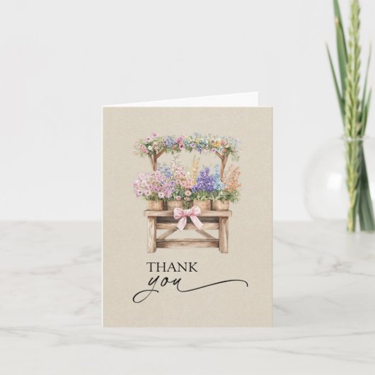 Farmers Market Floral Bridal Shower Thank You Card サンキューカード (正面)