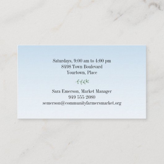 Farmers Market, Fresh Produce 名刺 (裏面)