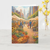 Farmers Market in the City Blank Art Card カード (黄色い花)