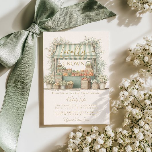 Farmers Market Locally Grown Baby Shower 招待状