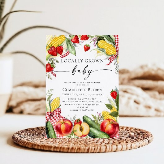 Farmer's Market Locally Grown Baby Shower 招待状