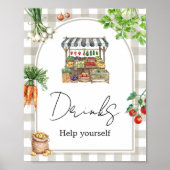 Farmers Market Locally Grown Shower Drinks Sign ポスター (正面)