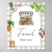 Farmers Market Locally Grown Shower Food Sign ポスター (正面)