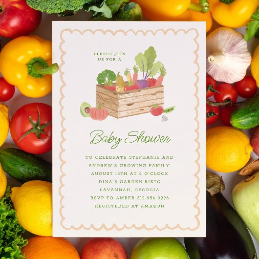 Farmer's Market Locally Grown Veggies Baby Shower 招待状