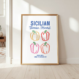 Farmer's Market Peppers Kitchen Wall Art ポスター