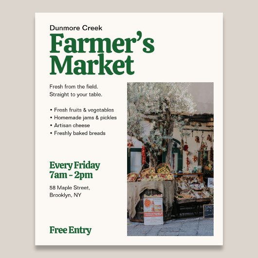 Farmers Market Retro Editorial Photo Flyer チラシ
