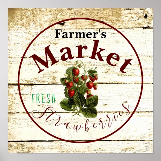 Farmer's market strawberries sign  ポスター (正面)
