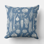 farmer's market vegetables cobalt denim クッション (正面)