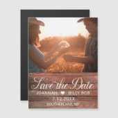 Farmhouse素朴白モダン文字の写真 マグネット招待状 (正面/裏面)