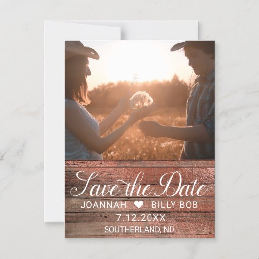 Farmhouse素朴白モダン文字の写真 マグネット招待状 (正面)