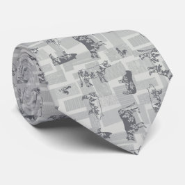 Farmhouse Animals Modern Pattern - Grey ネクタイ