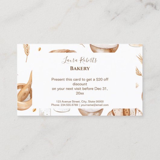 Farmhouse Artisan Bakery 割引カード (裏面)