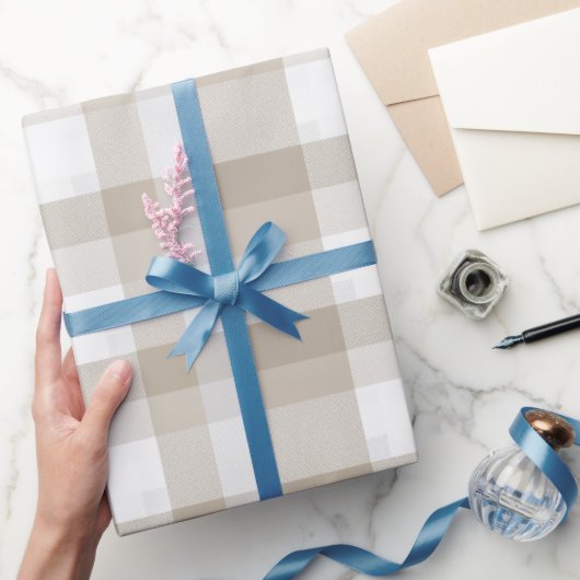 Farmhouse Beige White Buffalo Soft Plaid Pattern ラッピングペーパー (ギフト)