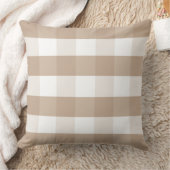 Farmhouse BeigeGingham Check Throw Pillow クッション (ブランケット)