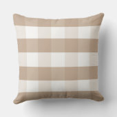 Farmhouse BeigeGingham Check Throw Pillow クッション (裏面)