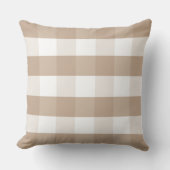 Farmhouse BeigeGingham Check Throw Pillow クッション (正面)