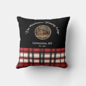 Farmhouse Black Red Buffalo Plaid Photo スクエア クッション (裏面)