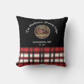 Farmhouse Black Red Buffalo Plaid Photo スクエア クッション (正面)