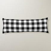 Farmhouse Black White Rustic Gingham Check Plaid ボディピロー (裏面)