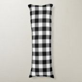 Farmhouse Black White Rustic Gingham Check Plaid ボディピロー (正面縦)