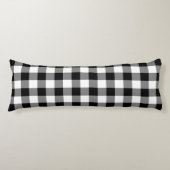 Farmhouse Black White Rustic Gingham Check Plaid ボディピロー (正面)