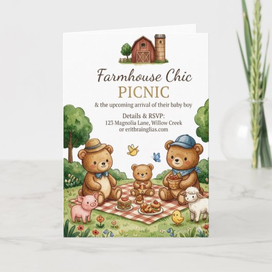 Farmhouse Chic Picnic Invitation カード (正面)
