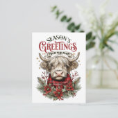 Farmhouse Christmas Card – Festive Cow  ポストカード (スタンド正面)