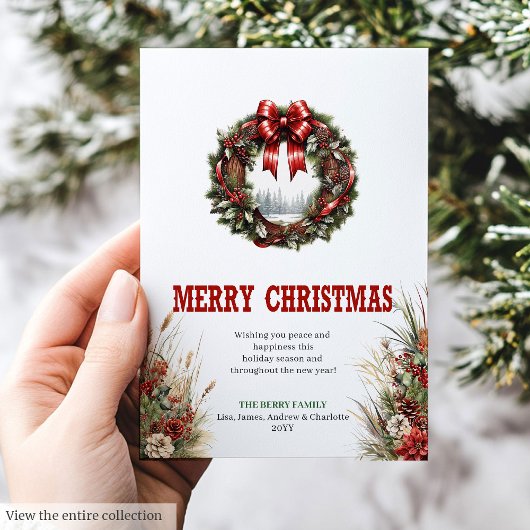 Farmhouse Christmas greeting card 赤緑 シーズンカード