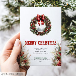 Farmhouse Christmas greeting card red green シーズンカード
